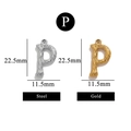 Polished stainless steel letter P pendant charm with bark texture in gold and silver - Letter P