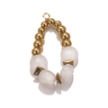 Bohemian gold metal bead and translucent white natural stone drop charm pendant - White