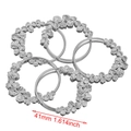 Lot de 4 ronds de serviette en acier argenté avec motif floral de trèfle sculpté - Argent-Couronne Ronde