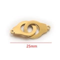 Polished gold stainless steel interlocking handcuffs jewelry pendant measuring 25mm in length - Set Price / Gold