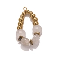 Bohemian gold beaded pendant with white translucent faceted gemstones and metal spacers - Pink
