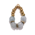 Bohemian gold metal beads and light blue natural stone teardrop charm for DIY earrings - Blue