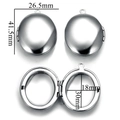 Silver oval stainless steel locket pendant 41.5x26.5mm with internal dimensions display - Oval Polished Style (27-B8)