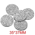 Cinq pendentifs ronds en acier inoxydable argenté avec texture martelée 35x37mm - Couleur Acier Gauffré