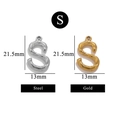 Polished stainless steel letter S pendants in gold and silver with twisted texture detail - Letter S