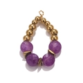 Colgante de gota en piedra natural violeta con cuentas doradas para joyería artesanal - Púrpura