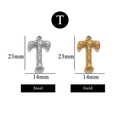 Letter T stainless steel pendant with textured tree bark finish in gold and steel colors - Letter T