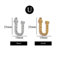 Textured stainless steel letter U pendant charms in gold and silver finish, size 23x14mm - Letter U