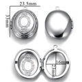 Oval stainless steel vintage locket pendant with floral engravings and size markings - European Vintage Carved Style (27-B26)