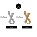 DIY stainless steel letter X pendant charms in silver and gold for jewelry making - Letter X