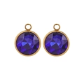 Deep blue faceted glass pendant with 18K gold plated stainless steel rim for jewelry DIY - Round Pendant / Sapphire Blue