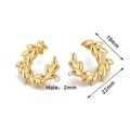 Detailed view of gold C-shaped wheat leaf earrings with 19mm width and 2mm hole size - Single Piece / Gold