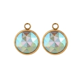 Iridescent 9mm round glass pendant charms with 18K gold-plated stainless steel frame - Round Pendant / Colorful