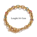 Gold-plated stainless steel chain bracelet with colorful enamel dots and 16+3cm length - Bracelet