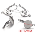 Apprêts boucles d'oreilles en acier argenté avec plateau rond 12mm pour bijoux DIY - 12mm