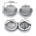 Polished silver scallop shaped stainless steel locket pendant with radial shell texture - Radiant Pattern Shell Style (27-J)