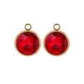 Pair of 9mm round faceted red glass pendants with 18K gold plated stainless steel frames - Round Pendant / Red