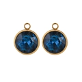 9mm round dark blue faceted glass pendant with 18K gold plated frame for DIY jewelry making - Round Pendant / Lake Blue