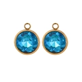 Sky blue crystal pendant with 18K gold plated bezel and circular faceted stone - Round Pendant / Sky Blue