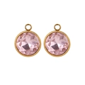 Pink faceted glass charms with 18K gold plated stainless steel frames for DIY jewelry - Round Pendant / Purple