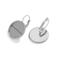 Silver stainless steel leverback earring findings with round bezel base for DIY jewelry - Inner 6mm / Steel