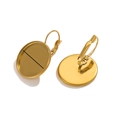 Pair of shiny golden oval lever-back earring settings for DIY jewelry making - Inner 6mm / Gold