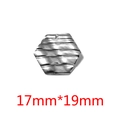 Silver hexagonal pendant with wavy texture for DIY jewelry making in size 17mm x 19mm - Steel Color - Hexagon