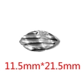 Silver stainless steel olive-shaped earring pendant with wrinkled texture, size 11.5mm by 21.5mm - Steel - Eye