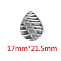 Silver teardrop stainless steel charm with wave hammer texture measuring 17mm by 21.5mm - Steel Color Teardrop