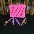 Pink silicone bead mold with round circle combination shapes for fondant cake decorating - Standard Specification (7.2*6*1.2)
