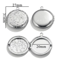 Silver vintage locket pendant with engraved floral patterns for DIY necklaces - Vine Floral Pattern (27-D8)
