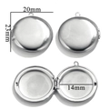 Polished silver stainless steel round locket pendant showing open and closed views - Polished Silver Smooth Style (27-D10)