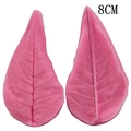 Detail view of pink silicone leaf mold showing natural vein textures and 8cm height size - Leaf Style (No. 6)