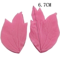 Detail view of pink leaf-shaped silicone molds with realistic vein textures, 6.7cm height - Leaf Style (No. 8)