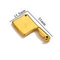 Golden stainless steel cleaver charm for DIY jewelry making, size 15.5mm by 31mm - Small Kitchen Knife / Gold