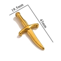 Polished golden stainless steel sword pendant charm measuring 43mm by 19.5mm for DIY jewelry - Dagger / Gold