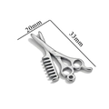 Polished stainless steel hair stylist charm with scissors and comb pendant 33x20mm - Comb and Scissors / Steel
