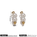 Colgantes de perlas blancas con aros de acero inoxidable dorado para bisutería DIY - 4mm / Colgante de Perla Artificial Dorado (Z3707)