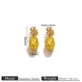 Ciondolo ananas dorato in acciaio inossidabile e smalto con altezza di 36 mm - Stile Ananas Dorato / Giallo