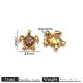 Ciondolo a forma di tartaruga in acciaio inossidabile dorato con smalto marrone per gioielli - Tartaruga Dorata / Viola