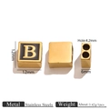 Square stainless steel 18K gold letter B bead charm for DIY bracelet jewelry making - Letter B
