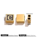18K gold plated stainless steel square bead with black enamel and golden letter C detail - Letter C
