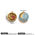 Set di ciondoli celesti in acciaio inossidabile con sole dorato e luna crescente blu - Stile Sole Stella Luna / Blu
