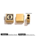 Square 18K gold-plated stainless steel letter O bead for DIY jewelry making - Letter O