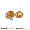 Golden stainless steel sunflower textured round stud earrings with 28mm diameter design - Twisted Round Studs