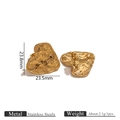 Golden heart-shaped stainless steel earrings with hammered texture and 23.8mm size - Textured Twisted Heart Stud Earrings