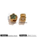 Charm a fiore dorato con smalto verde e strass per bracciali in acciaio inossidabile - Verde