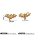 Golden stainless steel bat charm for DIY jewelry making, 20.6mm by 13.6mm size - Gold Bat Pendant