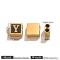 18K gold plated stainless steel square bead with letter Y for DIY jewelry making - Letter Y