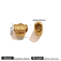 18K gold plated stainless steel crown spacer bead for DIY jewelry making with floral detail - Crown Style